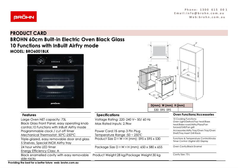 First page image of the manual for BRO6001BLK