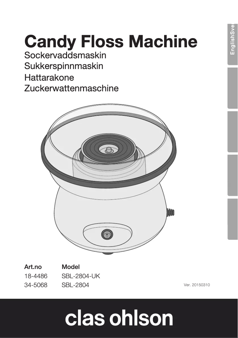 Page 1 de la notice Manuel utilisateur Clas Ohlson SBL-2804-UK