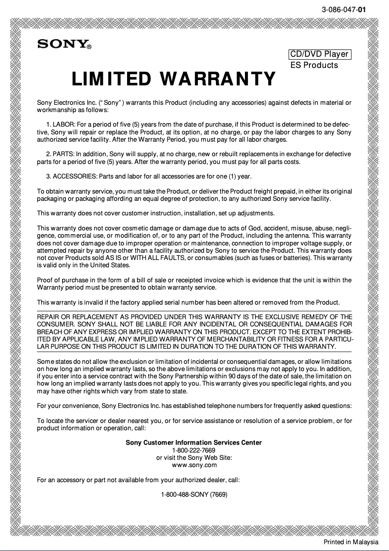 First page image of the manual for CDP-C69ES