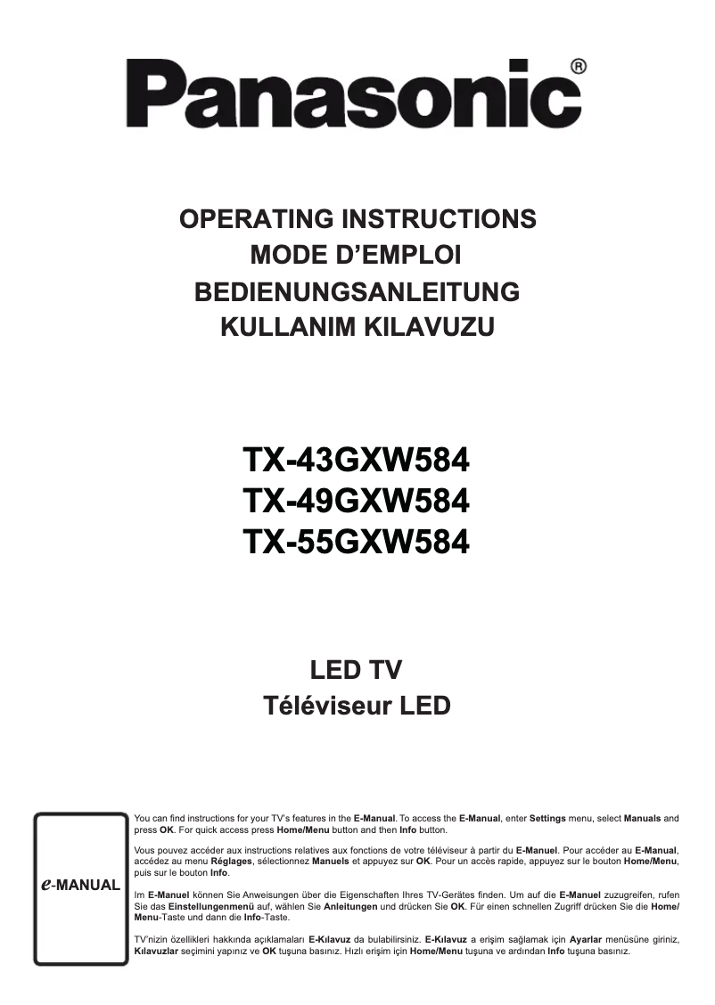 First page image of the manual for TX-49GXW584