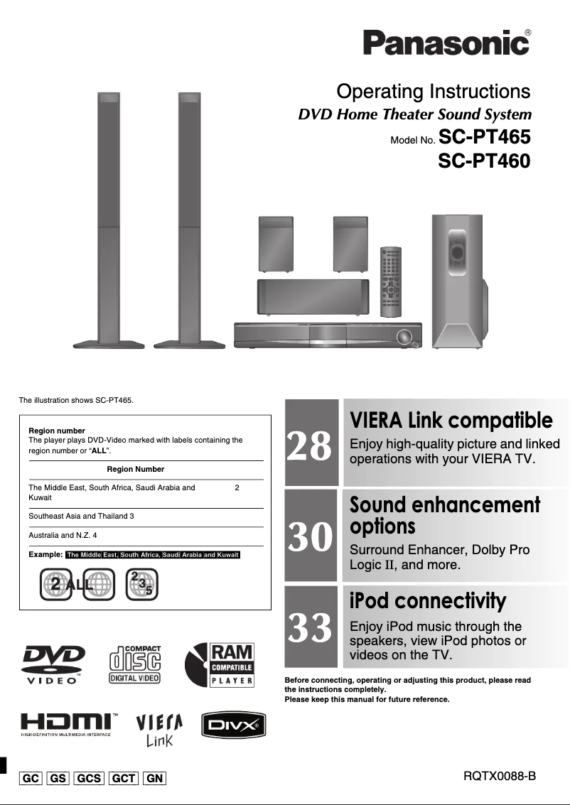 First page image of the manual for SC-PT465EE-S