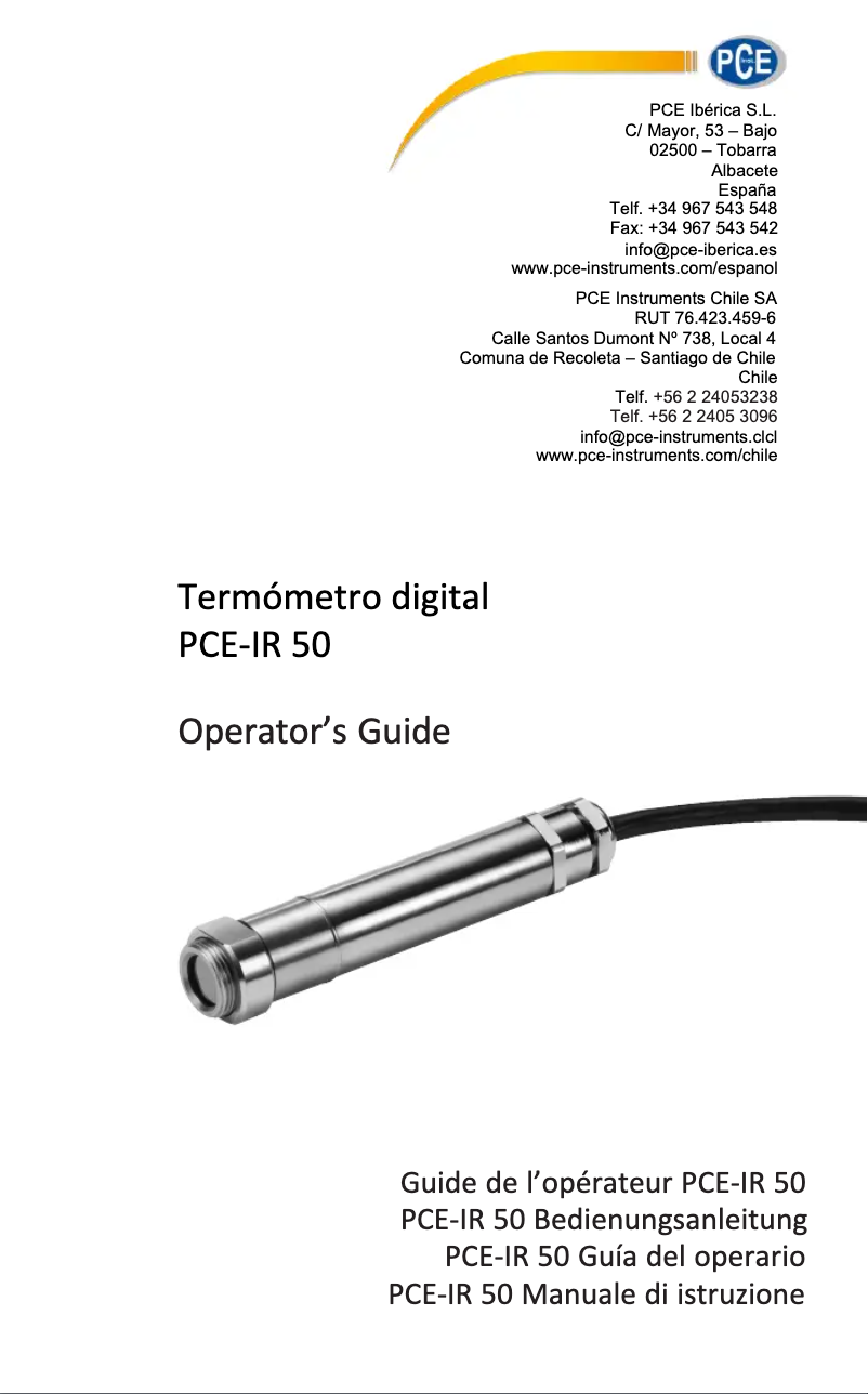 Page 1 of the manual User Manual PCE Instruments PCE-RCM 11