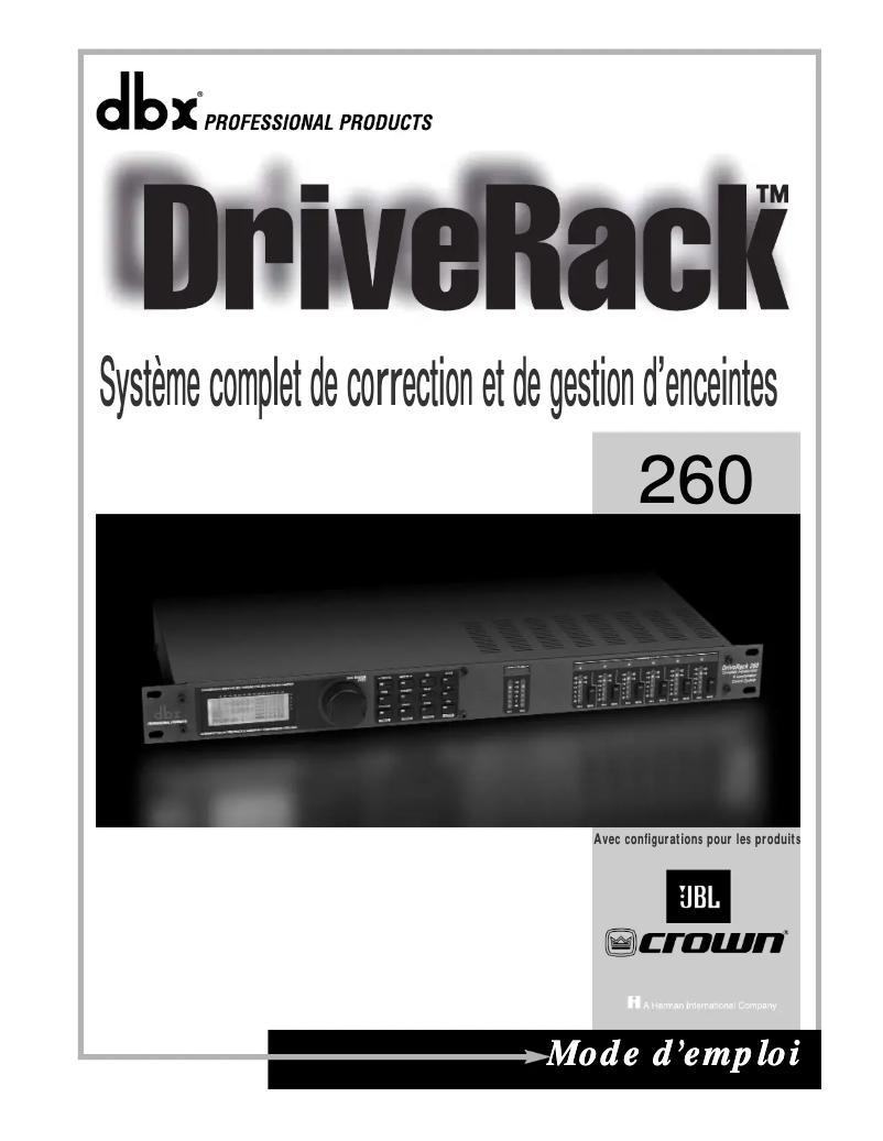 Page 1 of the manual User Manual DBX DriveRack 260