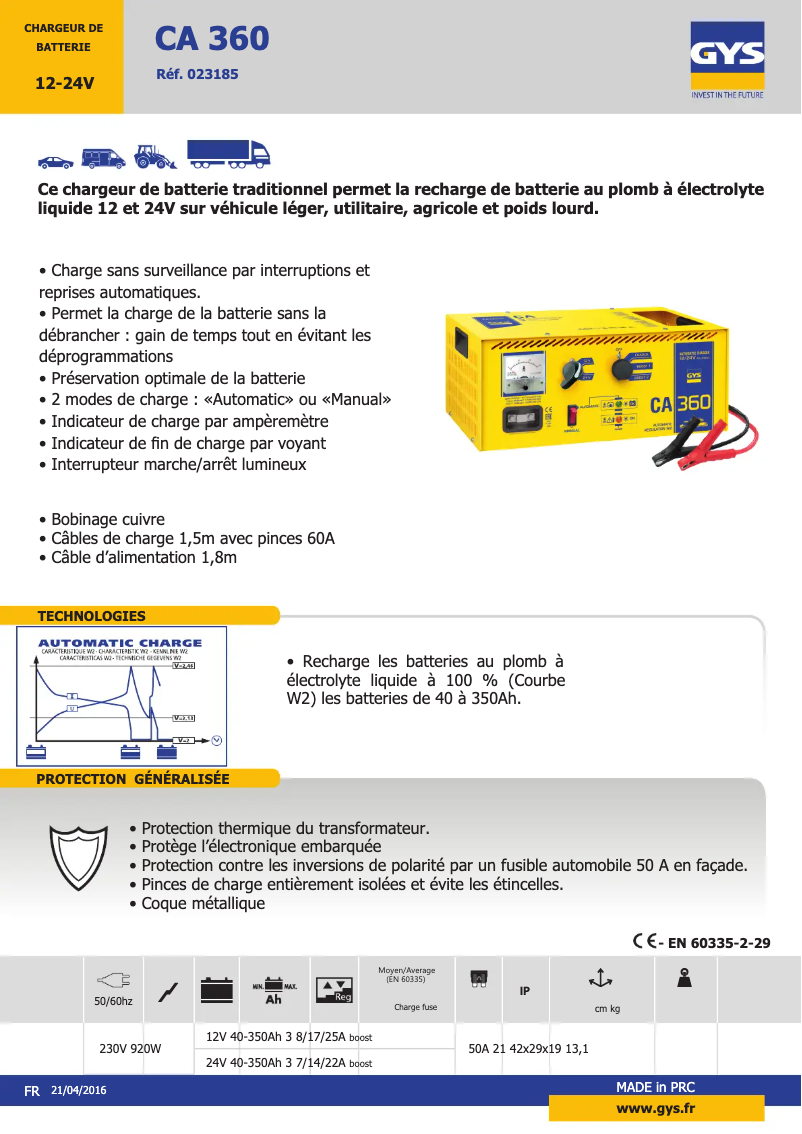 First page image of the manual for CA 360