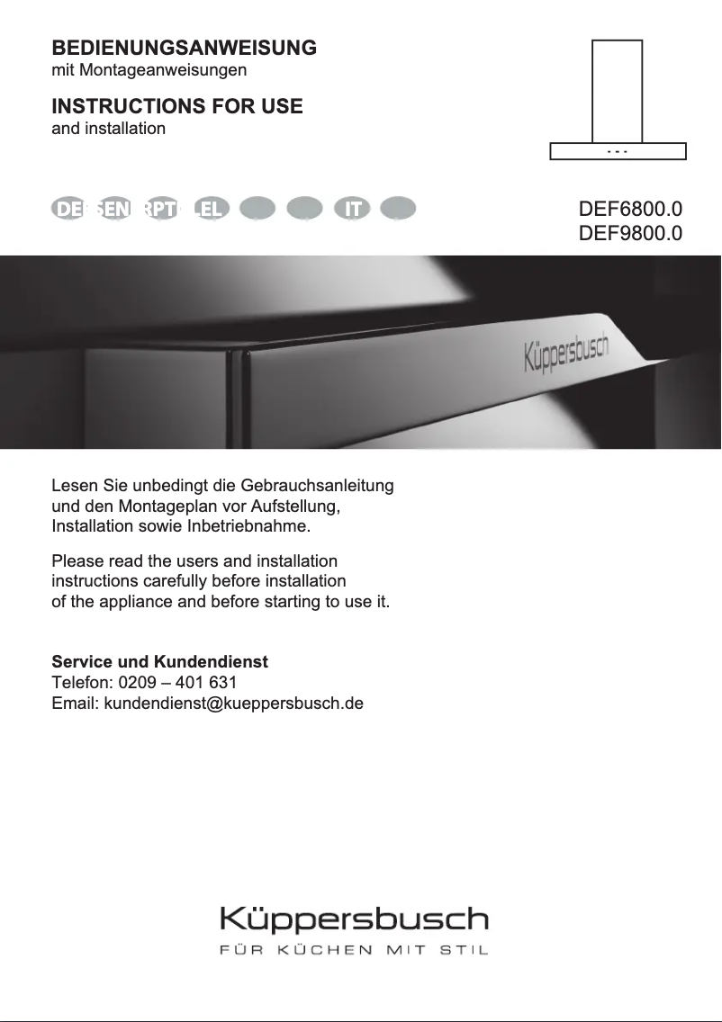 Page 1 of the manual User Manual Küppersbusch DEF6800.0E