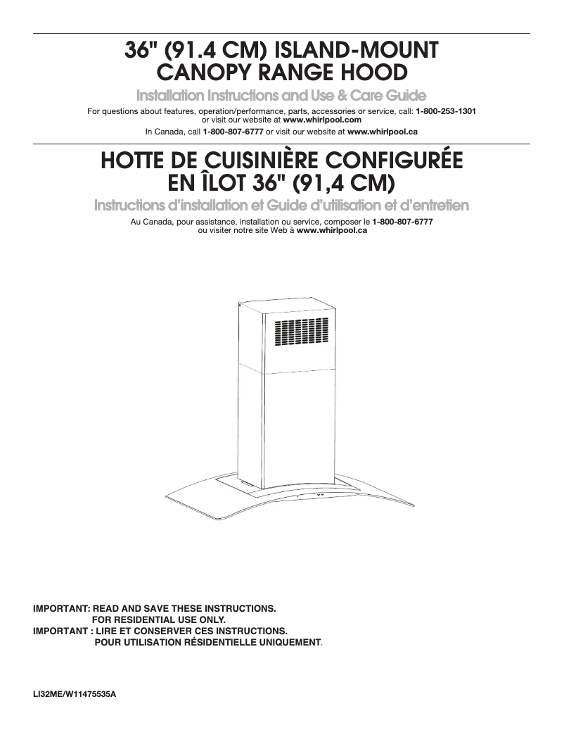 Page 1 of the manual Installation Guide Amana WVW75UC6DS