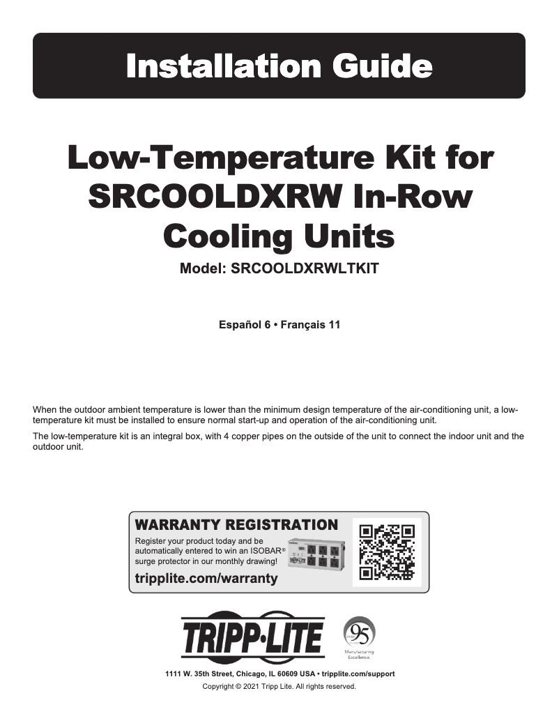 Page 1 of the manual User Manual Tripp Lite SRCOOLDXRWLTKIT