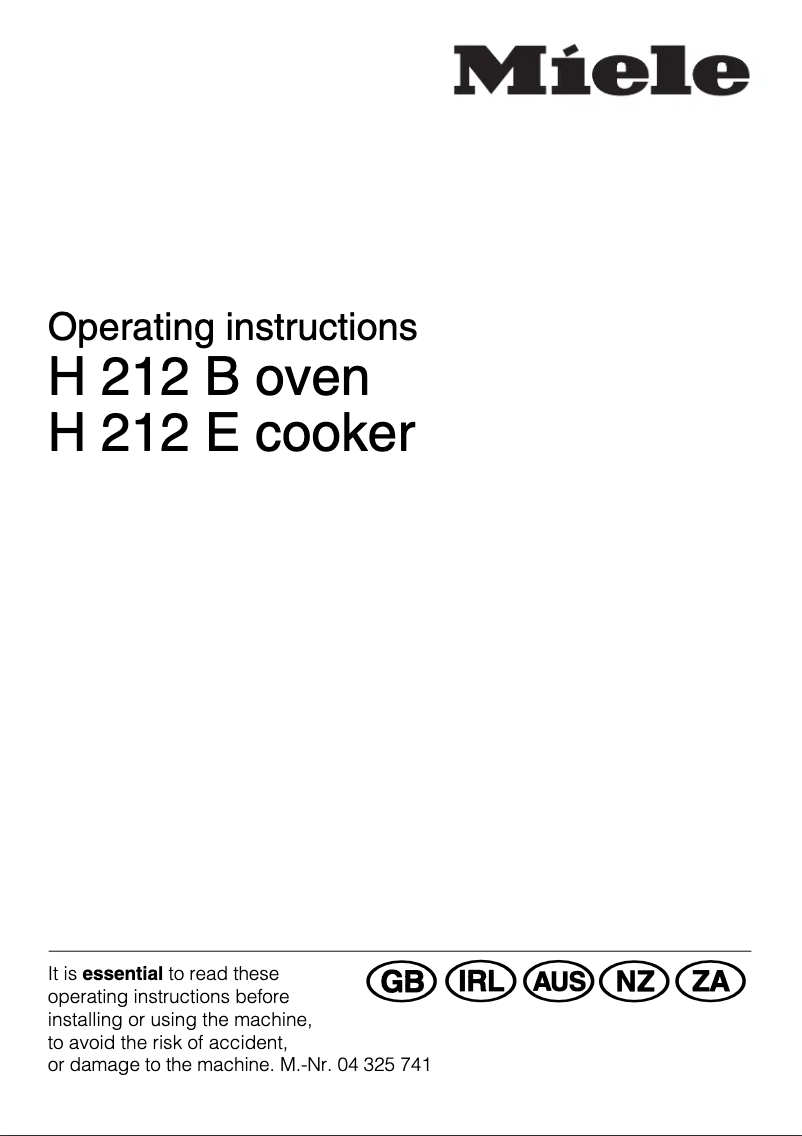 First page image of the manual for H 212 B