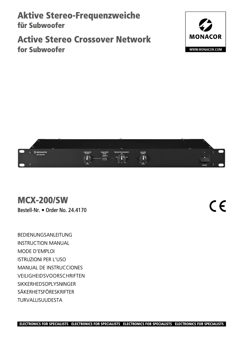 Page 1 of the manual User Manual Monacor MCX-200/SW