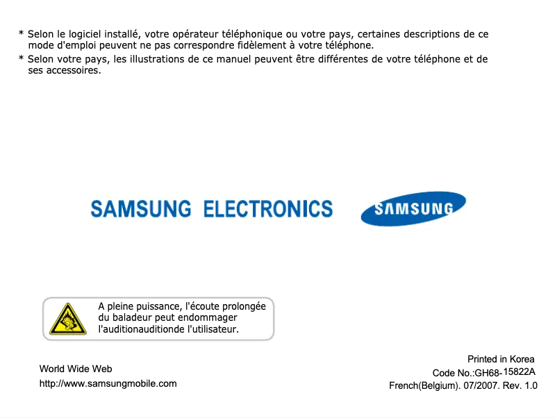 Page 1 of the manual User Manual Samsung SGH-U700