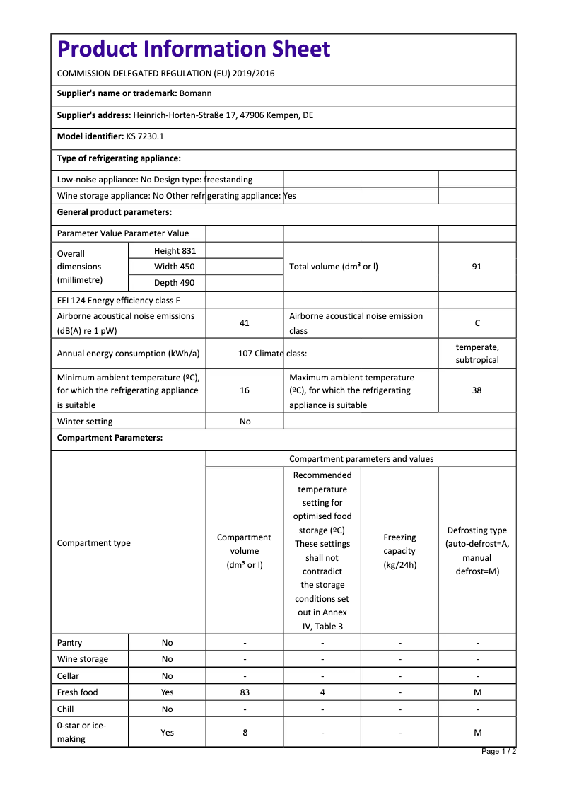 First page image of the manual for KS 7230.1