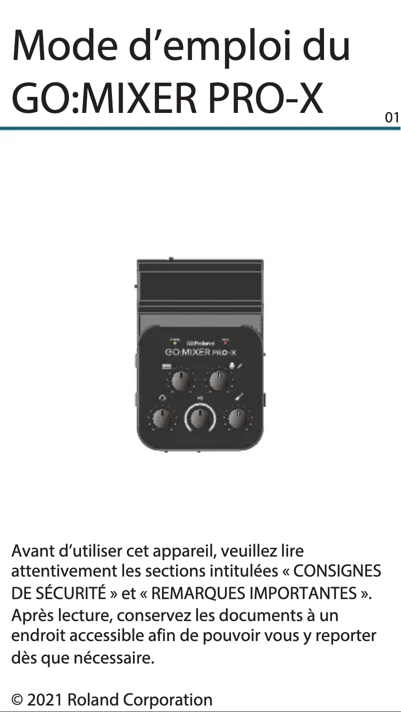 First page image of the manual for Go:Mixer Pro X