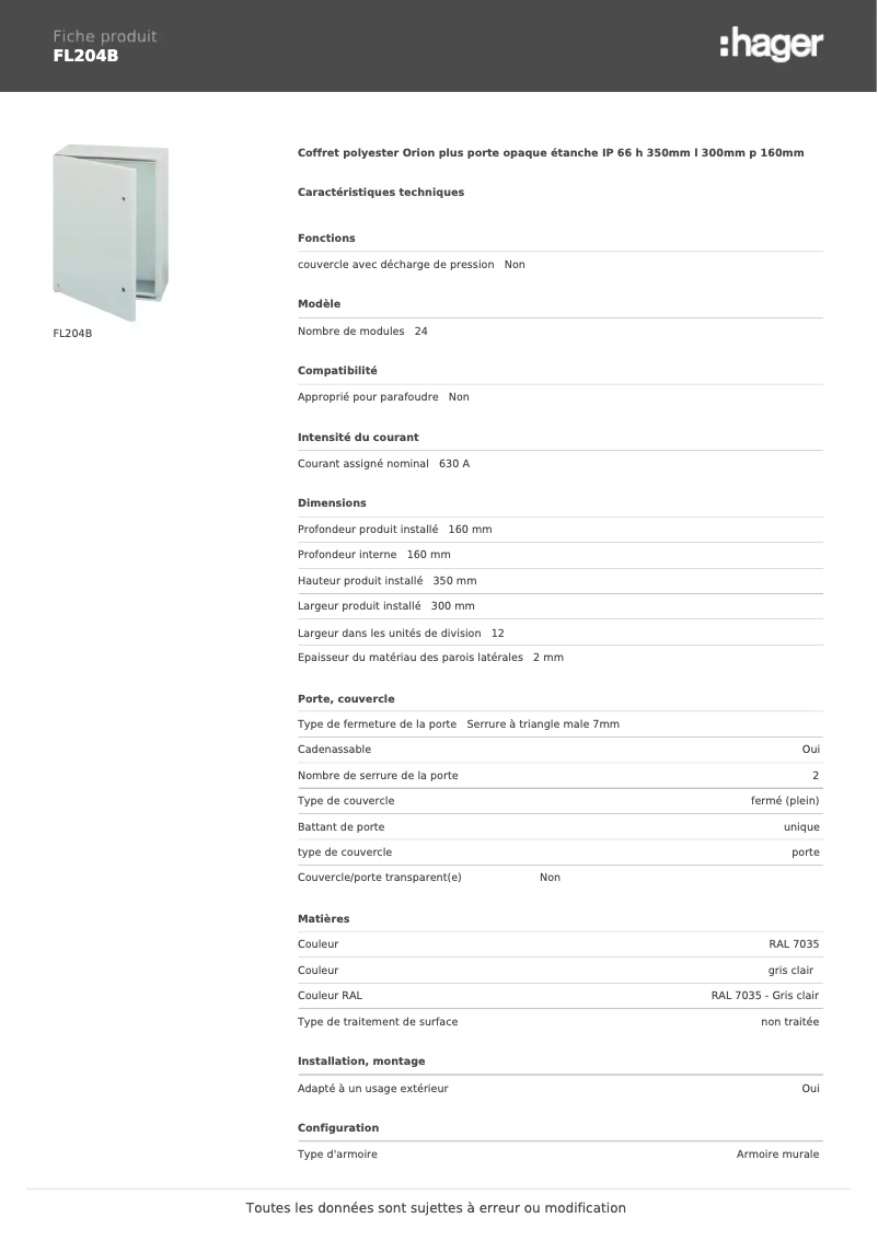 First page image of the manual for FL204B