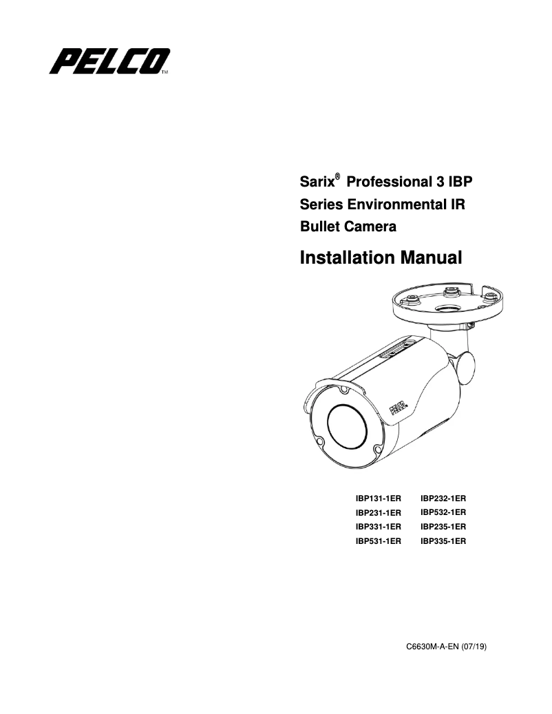 First page image of the manual for Sarix Professional IBP331-1ER