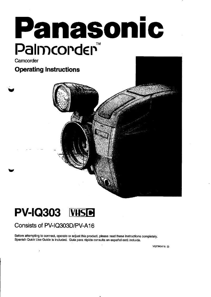 Page 1 of the manual User Manual Panasonic Palmcorder PV-IQ303
