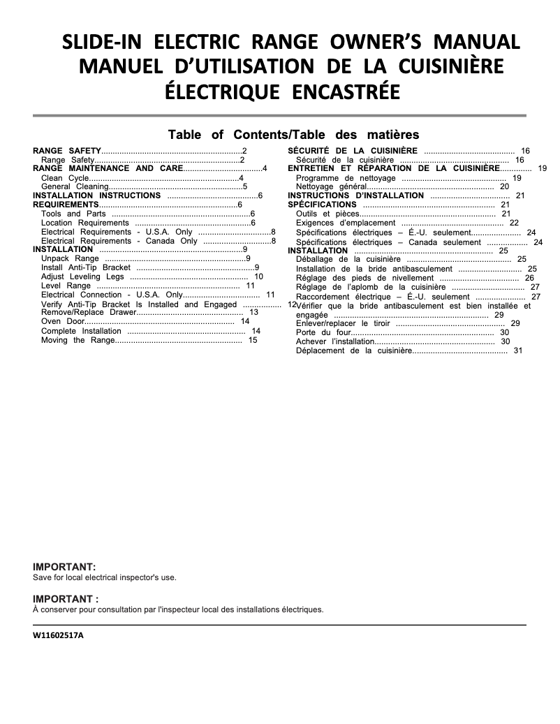 Page 1 of the manual User Manual JennAir JES1450ML