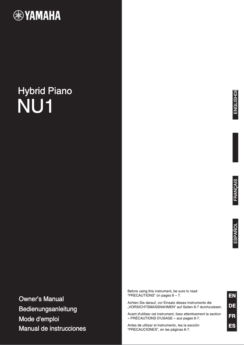 Page 1 of the manual User Manual Yamaha NU1