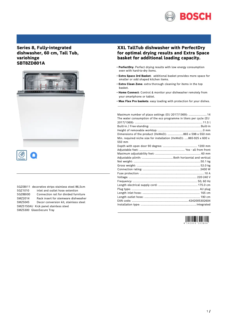 First page image of the manual for SBT8ZD801A