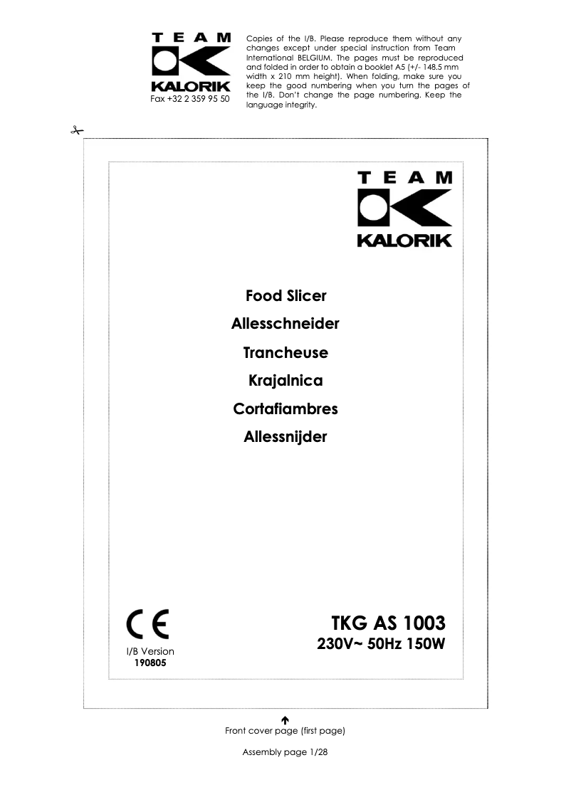 First page image of the manual for AS 1003 RD