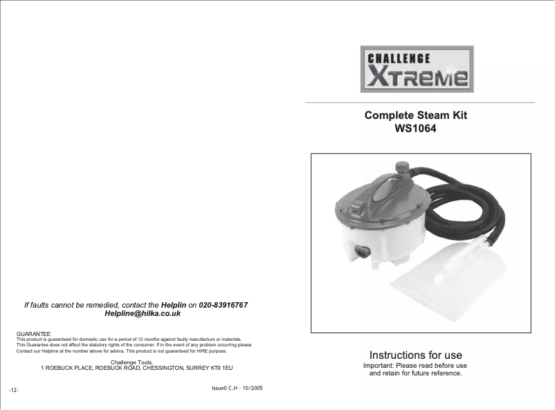Page 1 of the manual User Manual Challenge Xtreme WS1064