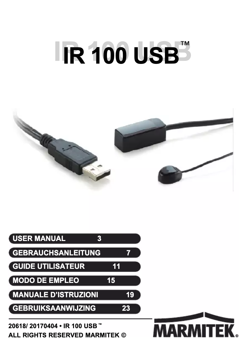 First page image of the manual for IR 100 USB