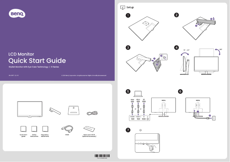 Page 1 de la notice Guide de démarrage rapide BenQ GW2490T