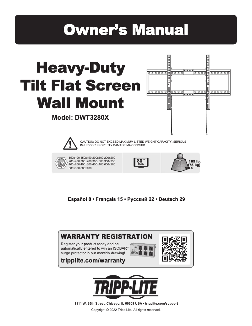 Page 1 of the manual User Manual Tripp Lite DWT3280X