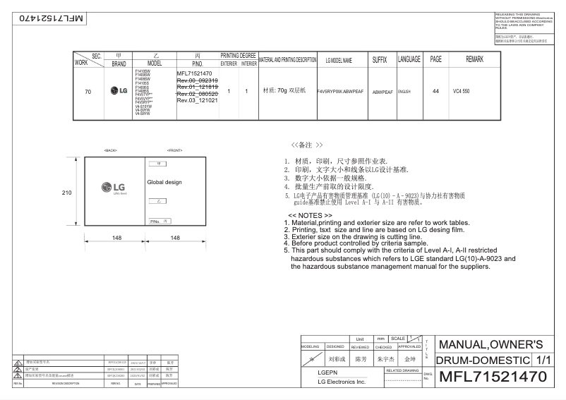 First page image of the manual for F16105SWD