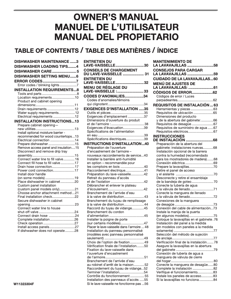 Page 1 of the manual User Manual Whirlpool WDTA80SAKZ