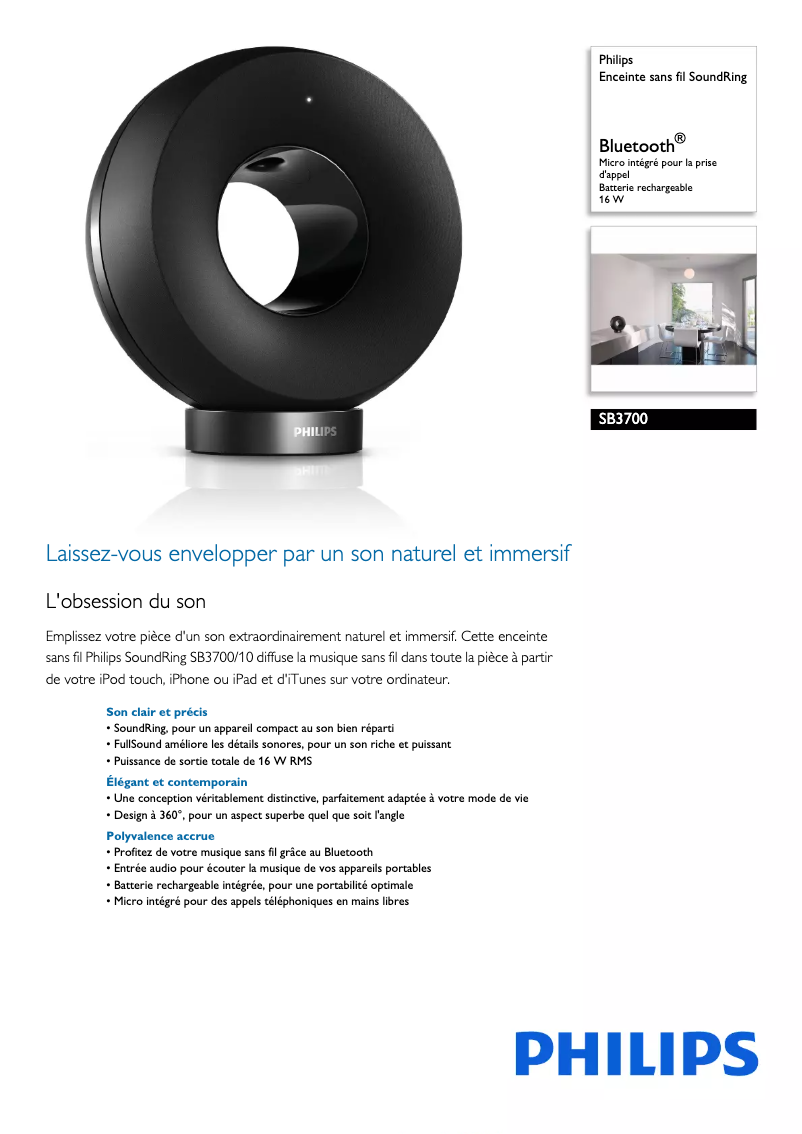 Image de la première page du manuel de l'appareil SB3700