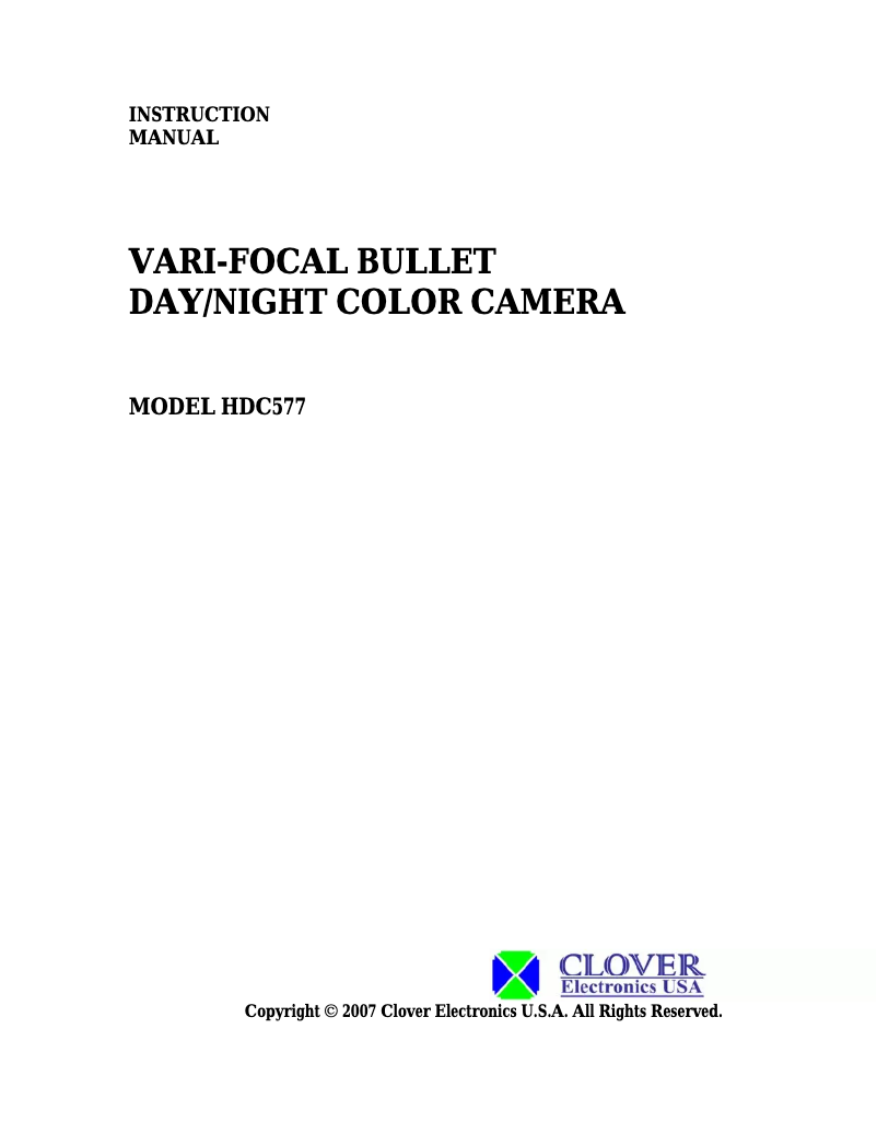 First page image of the manual for HDC577