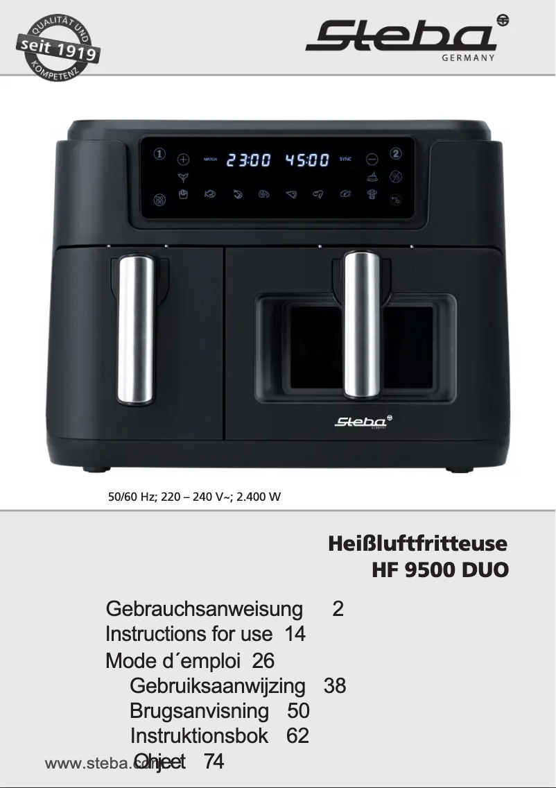 First page image of the manual for HF 9500 DUO