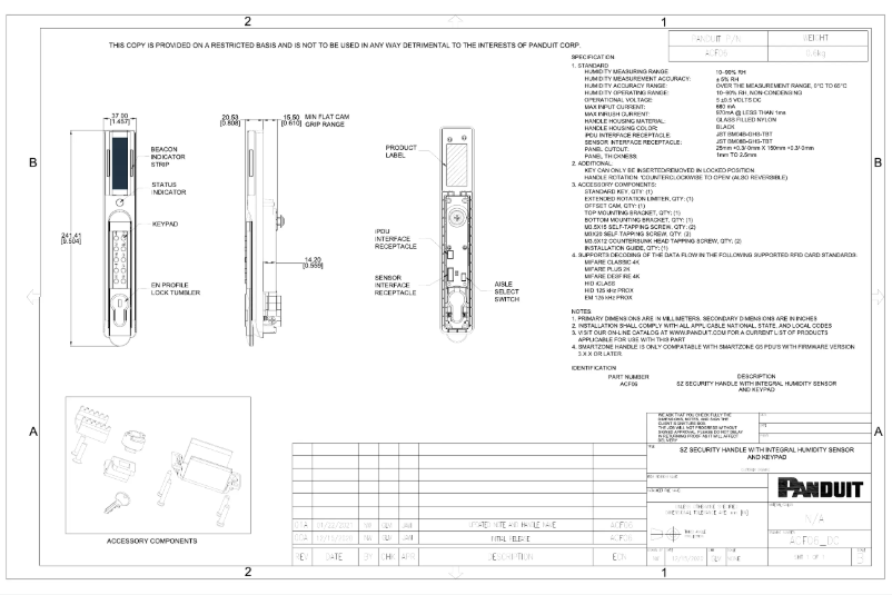 Page 1 of the manual Technical Drawing Panduit ACF06