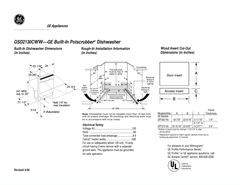 First page image of the manual for GSD2130CWW