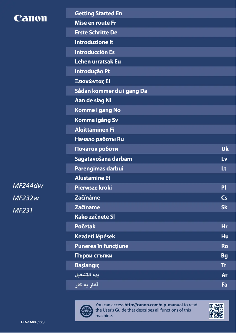 Page 1 of the manual User Manual Canon i-Sensys MF232W