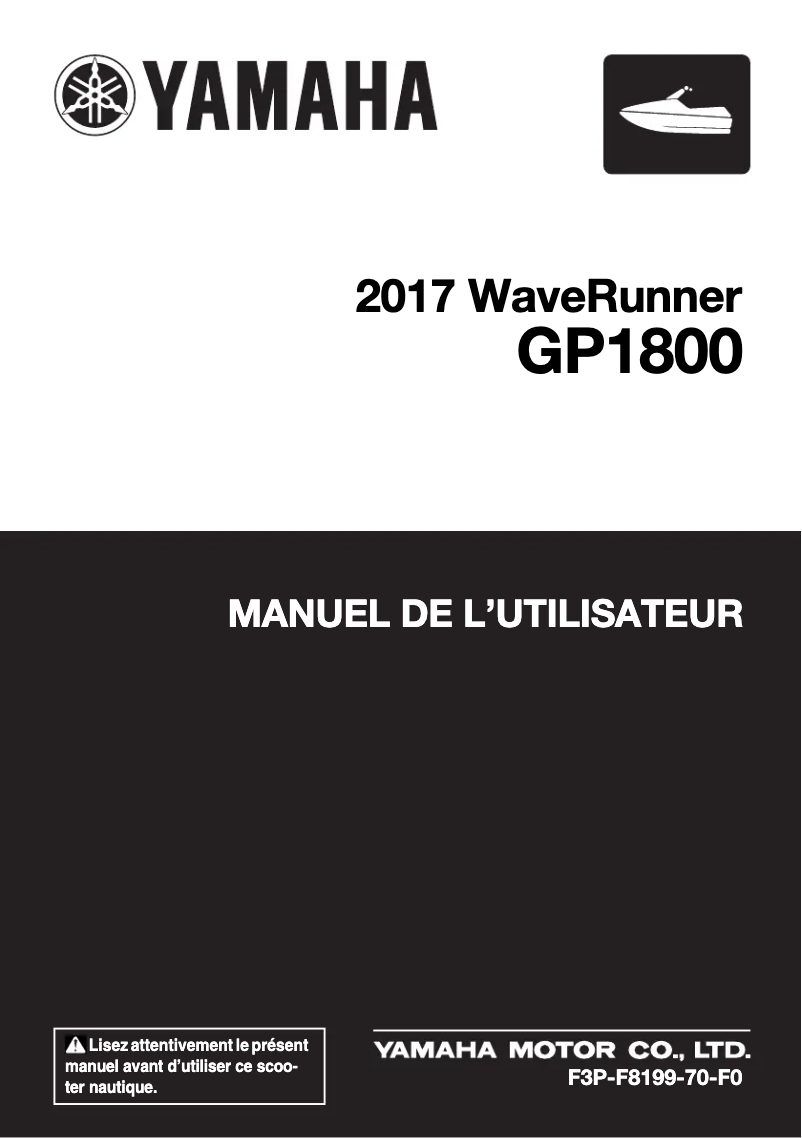 First page image of the manual for WaveRunner GP1800 (2017)