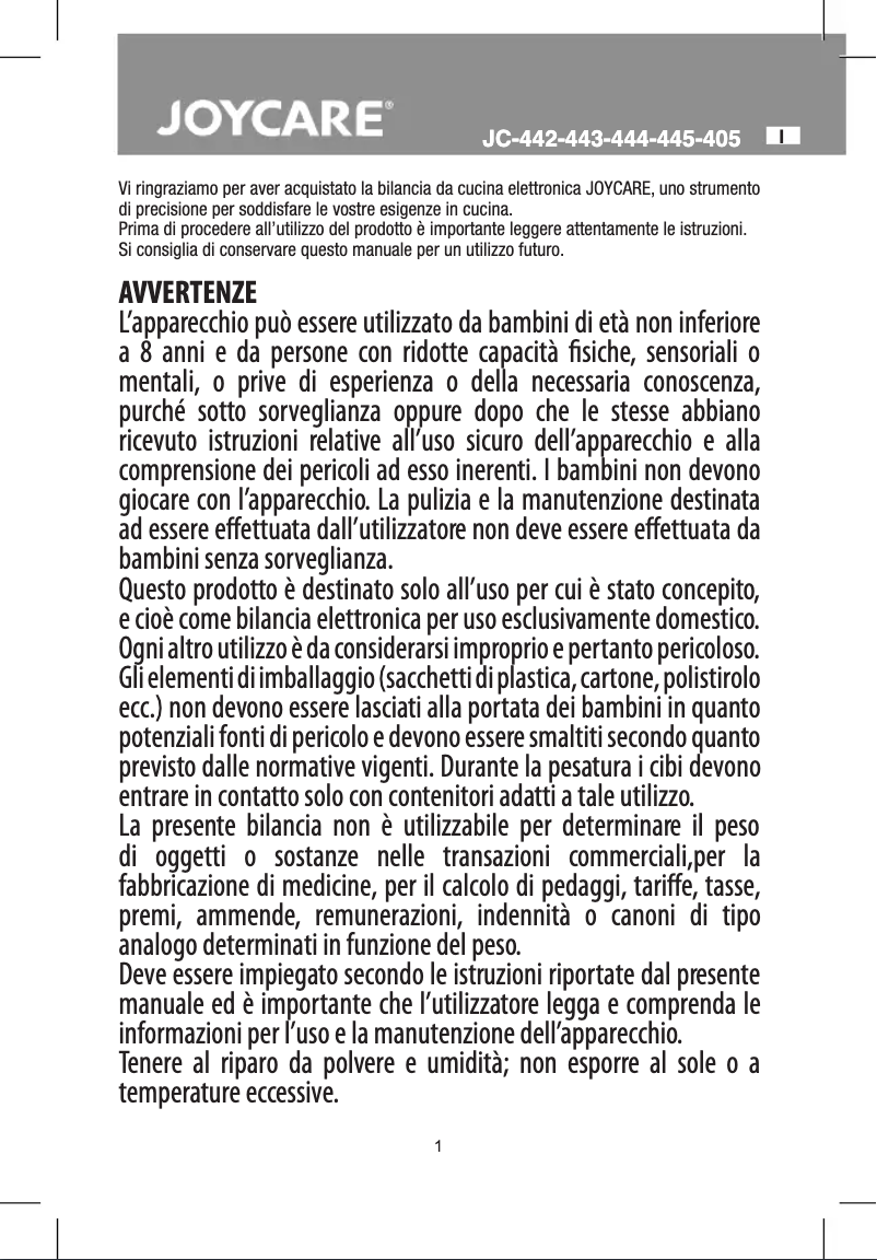 Page 1 of the manual User Manual Joycare JC-442