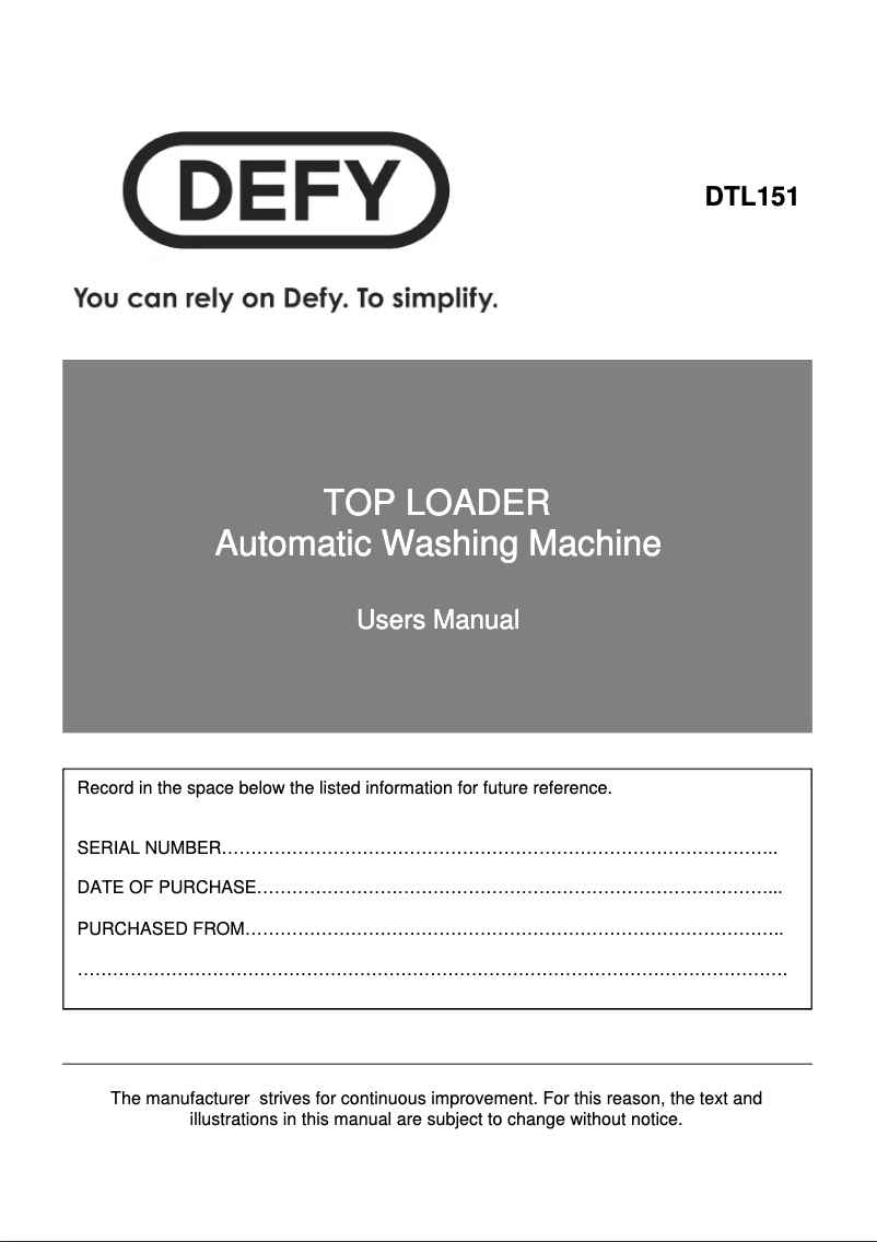 First page image of the manual for DTL 151