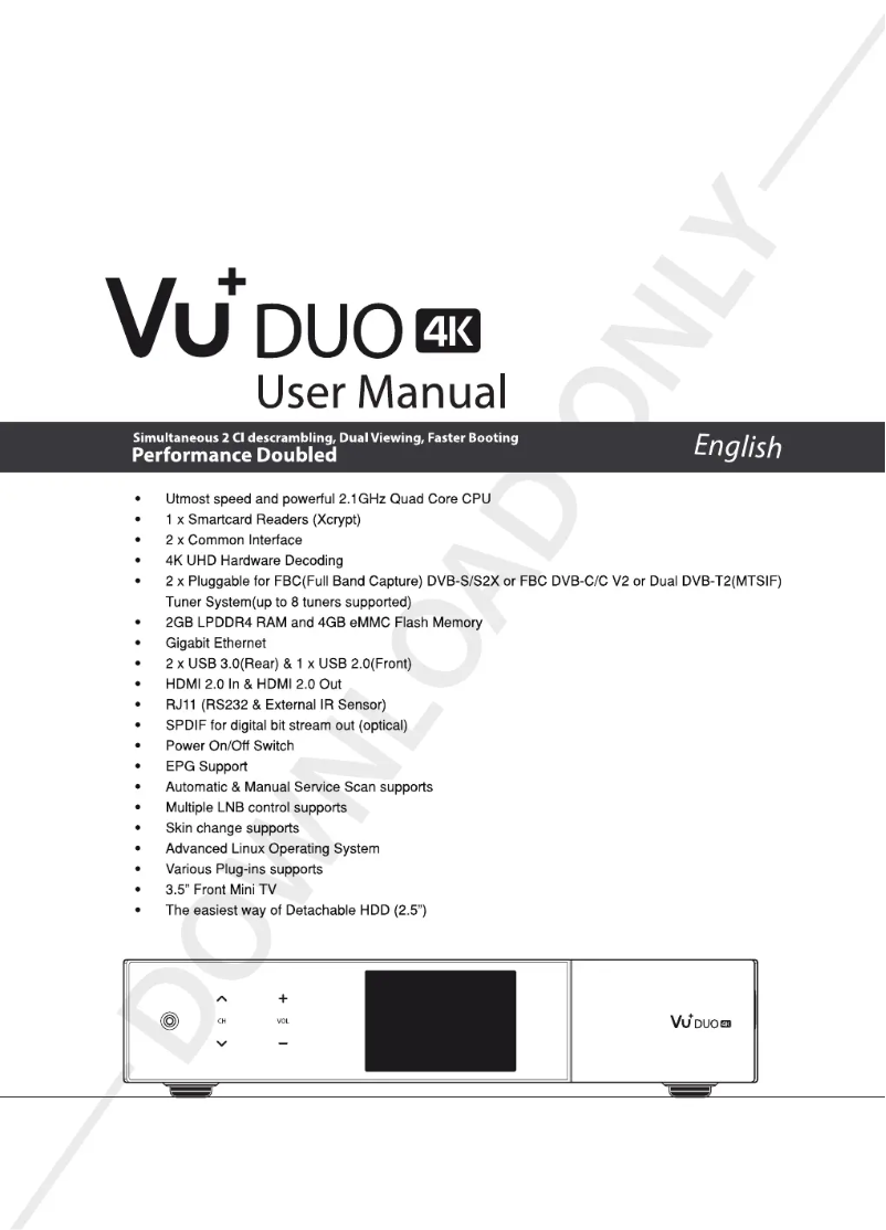 Page 1 of the manual User Manual Vu+ Duo 4K