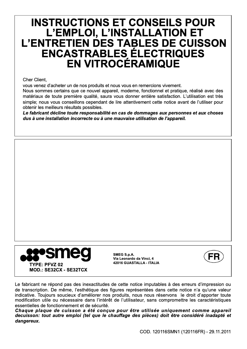 First page image of the manual for SE32CX