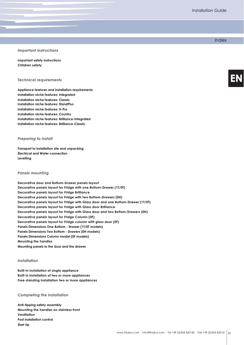 Page 1 of the manual Installation Guide Fhiaba XS8990FR6A