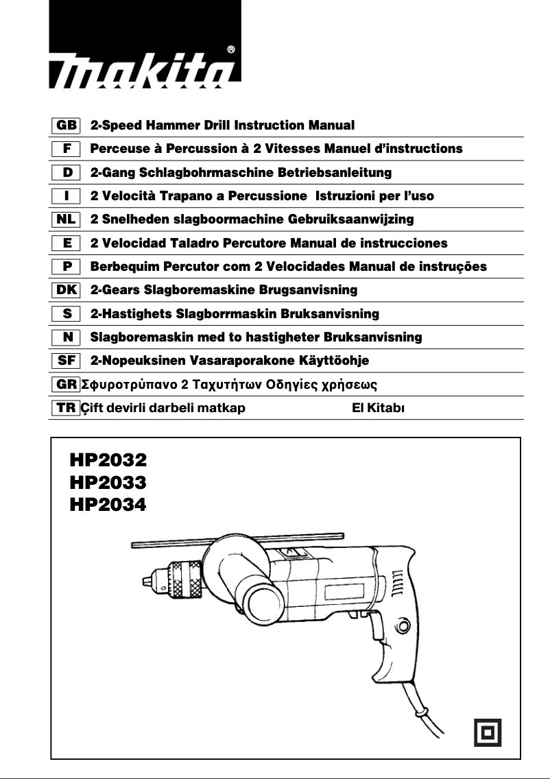 Page 1 of the manual User Manual Makita HP2032