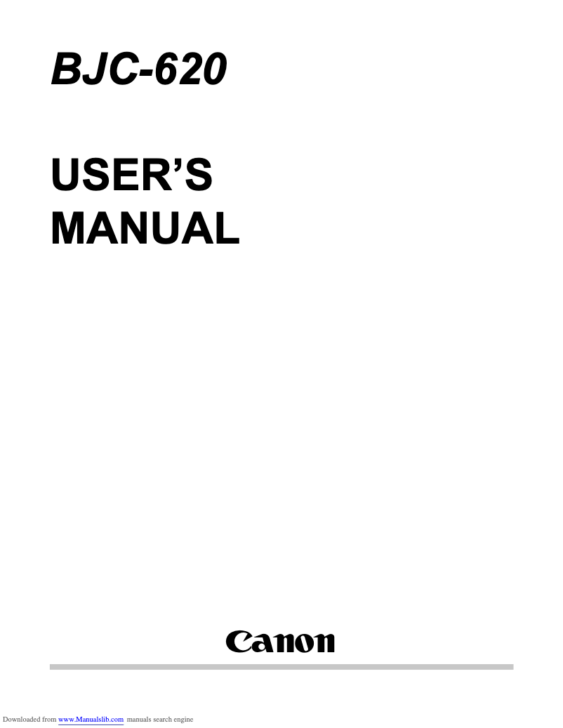 Page 1 of the manual User Manual Canon BJC-620