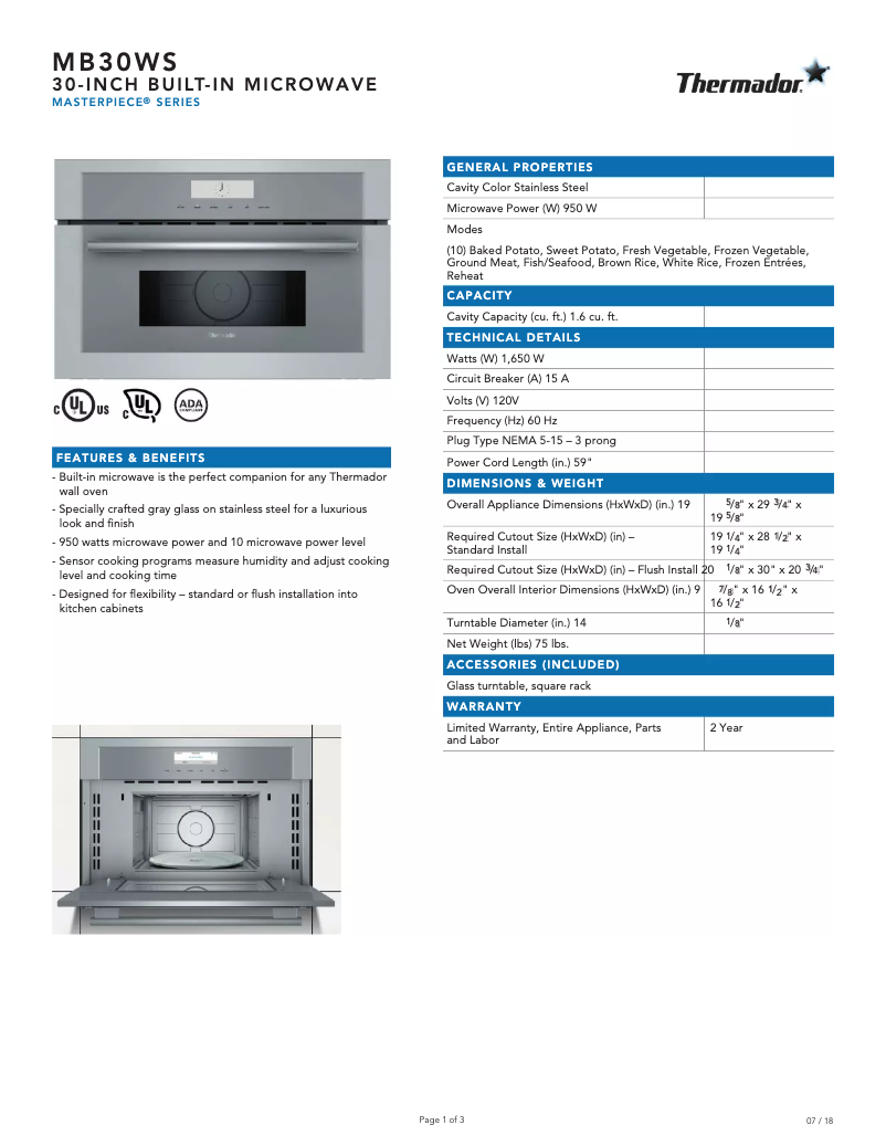 First page image of the manual for Masterpiece MB30WS