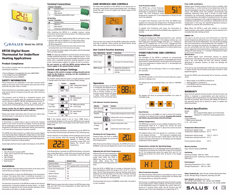 Page 1 of the manual User Manual Salus ERT 30