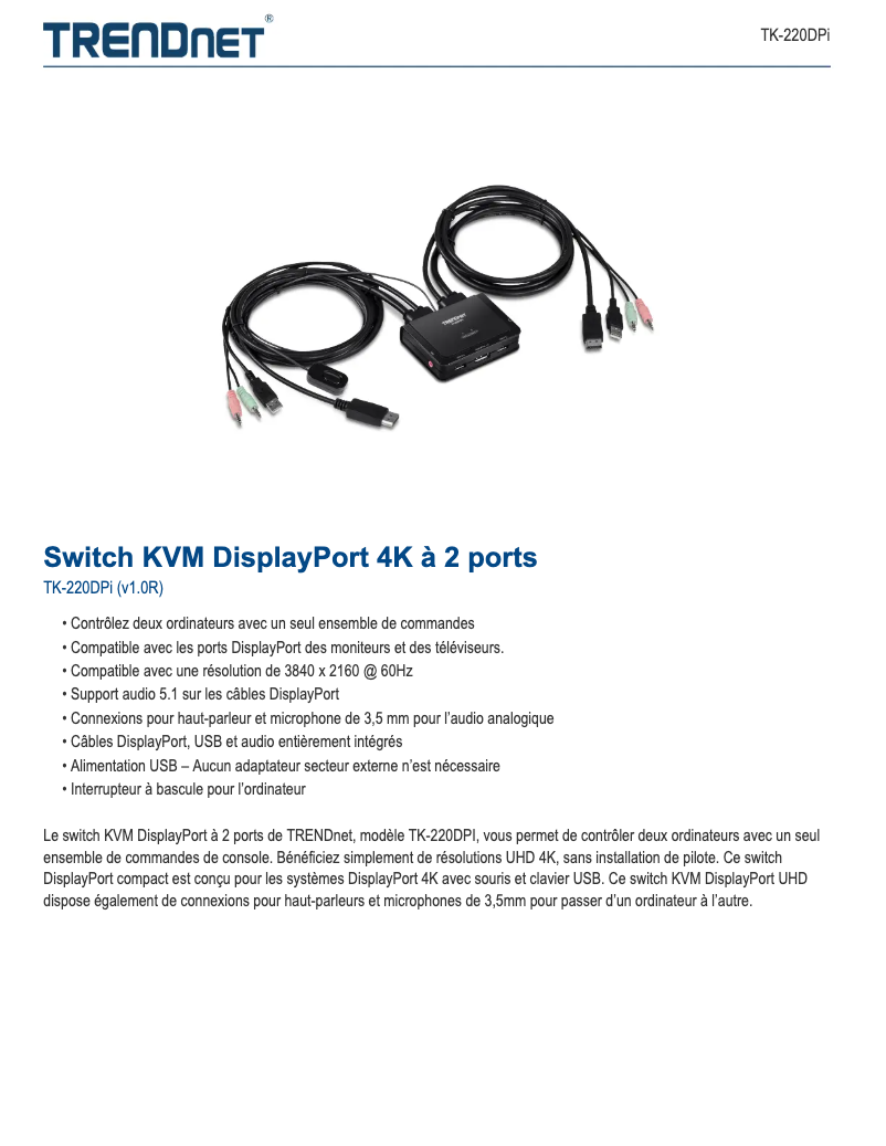 Image de la première page du manuel de l'appareil TK-220DPi