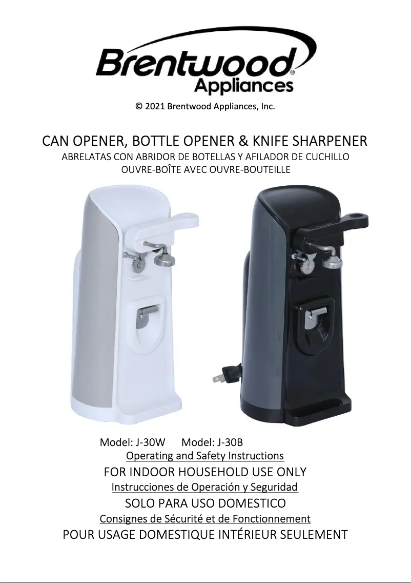 Page 1 of the manual User Manual Brentwood J-30W