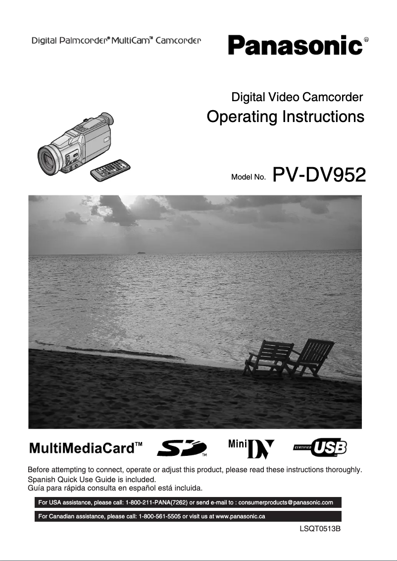 Page 1 of the manual User Manual Panasonic PV-DV952