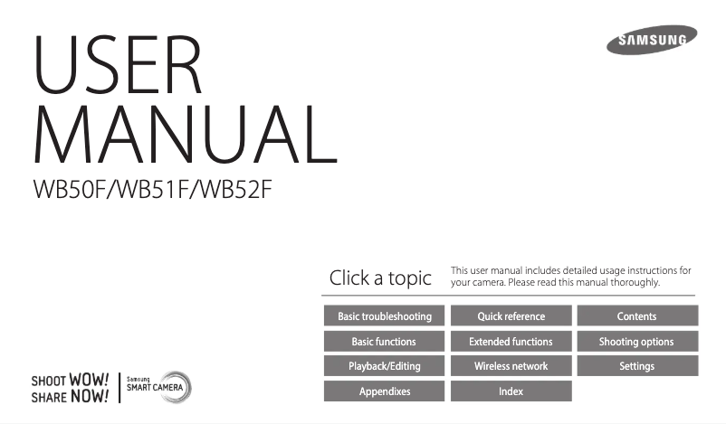 First page image of the manual for WB52F