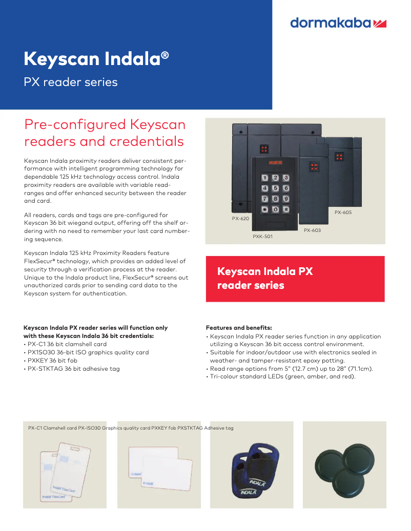 Page 1 of the manual User Manual Dormakaba Keyscan Indala